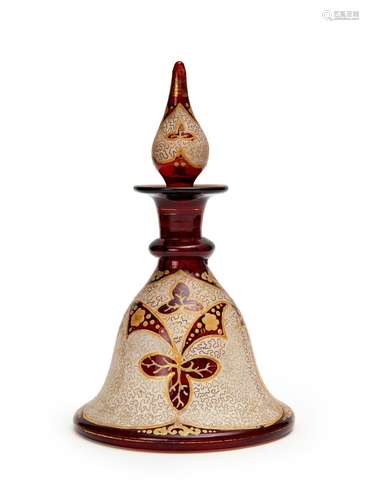 A GILT BOHEMIAN DECANTER WITH STOPPER, 19TH CENTURY