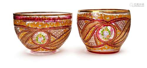 TWO BOHEMAIN BON BON DISHES, FOR ISLAMIC MARKET, 19TH CENTUR...