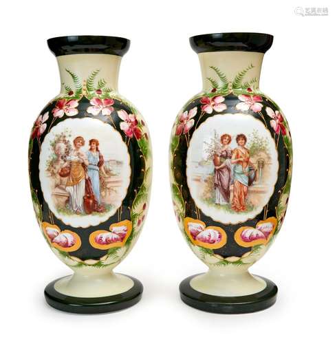 A PAIR OF OPALINE VASES, 19TH CENTURY, FRANCE