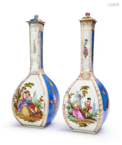 A PAIR OF GERMAN PORCELAIN VASES, PROBABLY DRESDEN