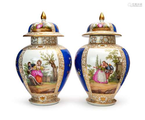 A PAIR OF PORCELAIN VASES, PROBABLY DRESDEN, 19TH CENTURY