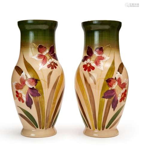 A PAIR OF OPALINE FLORAL VASES, 19TH CENTURY, FRANCE