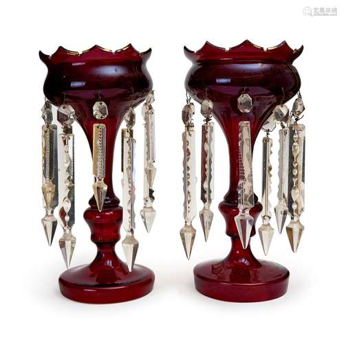 A PAIR OF BOHEMIAN LUSTRES, 19TH CENTURY