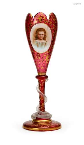 A BOHEMIAN GLASS VASE, 19TH CENTURY