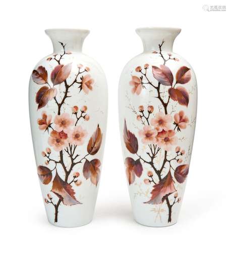 A PAIR OF OPALINE FLORAL VASES, 19TH CENTURY, FRANCE