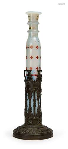 A JEWELLED BOHEMIAN ALABASTRON "SCENT BOTTLE", 19T...