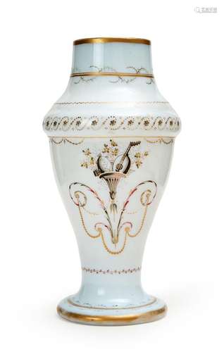 A FLORAL OPALINE VASE, 19TH CENTURY, FRANCE, PROBABLY BACCAR...