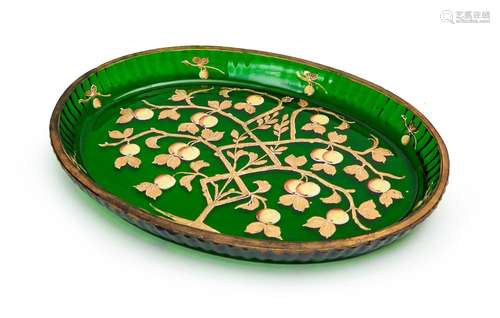 A GILT PAINTED BOHEMIAN GLASS DISH, 19TH CENTURY