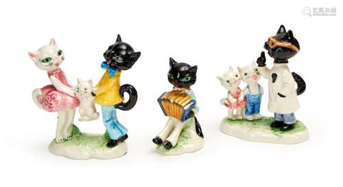 THREE CAT FIGURINES