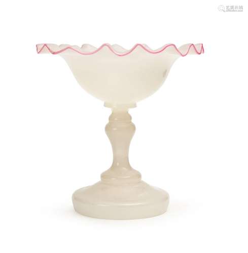 A FROSTED BOHEMIAN FLUTED TAZZA, 19TH CENTURY