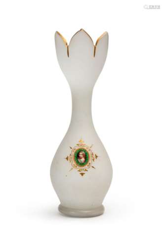 A FROSTED BOHEMIAN VASE, 19TH CENTURY