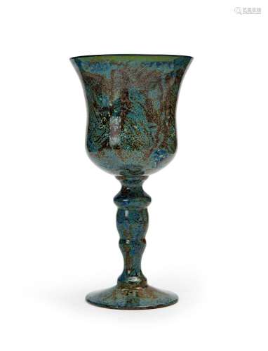 A LARGE GLASS GOBLET