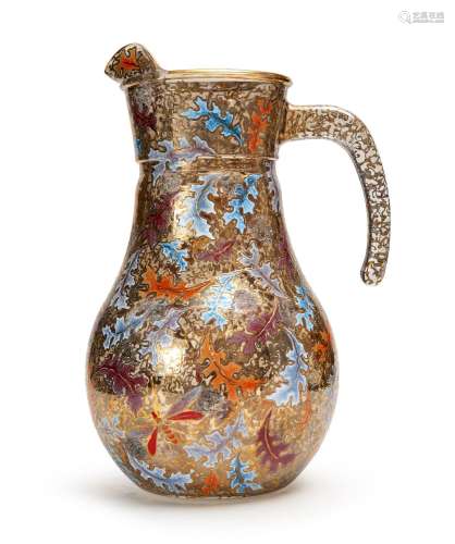 A LARGE BOHEMIAN ENAML GILT DECORATED EWER, 19TH CENTURY, AT...