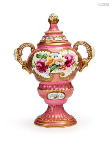 A PINK PORCELAIN VASE, PROBABLY COALPORT, 19TH CENTURY, ENGL...