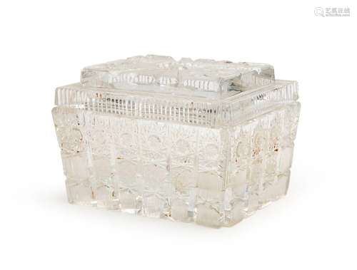 A LARGE CRYSTAL LIDDED BOX