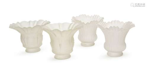 FOUR FROSTED GLASS LAMP SHADES, 19TH/20TH CENTURY