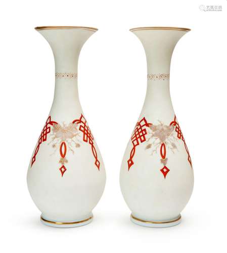 A PAIR OF FROSTED BOHEMIAN VASES, 19TH CENTURY