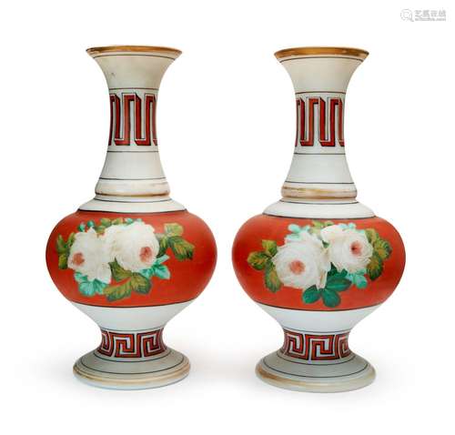 A PAIR OF "GREEK" STYLE BOHEMIAN FROSTED VASES, 19...