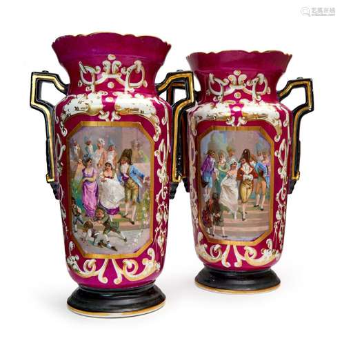 A LARGE PAIR OF DECORATIVE VASES, PROBABLY FRANCE, POSSIBLY ...