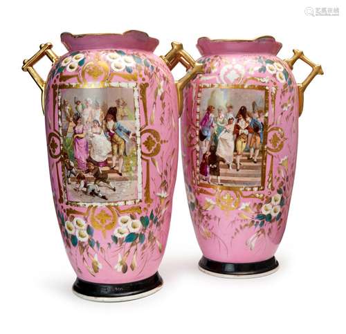 A LARGE PAIR OF DECORATIVE VASES, PROBABLY FRANCE, POSSIBLY ...