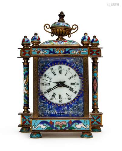 A EUROPEAN CLOISONNE CLOCK MADE FOR CHINESE MARKET