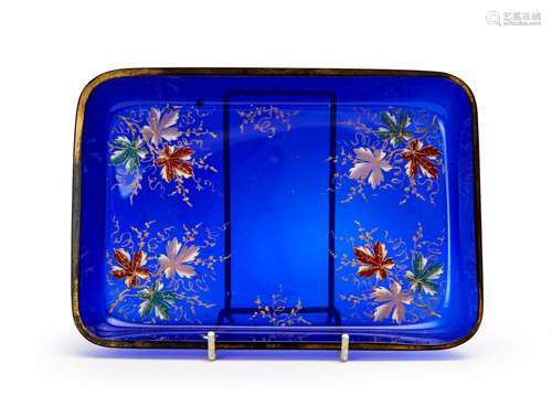 A BOHEMIAN GLASS TRAY, 19TH CENTURY