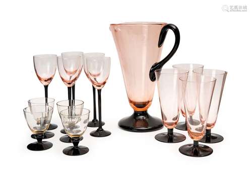 AN ART DECO PUNCH DRINKING SET