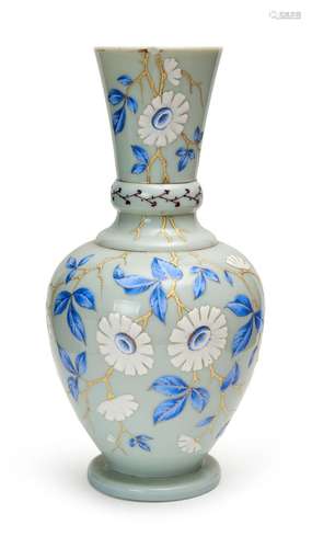 A LARGE FLORAL OPALINE VASE, 19TH CENTURY, FRANCE