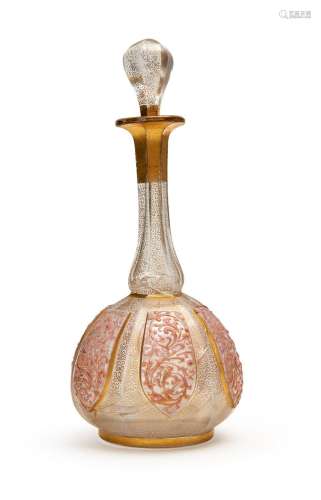A BOHEMIAN GLASS SCENT BOTTLE WITH STOPPER, 19TH CENTURY