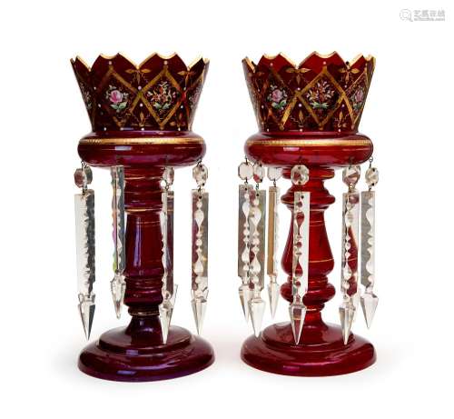 A PAIR OF BOHEMIAN LUSTRES, 19TH CENTURY