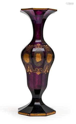 A BOHEMIAN GLASS VASE, 19TH CENTURY