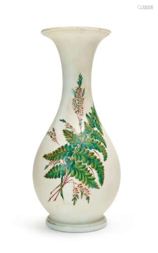 A FLORAL OPALINE VASE, 19TH CENTURY, FRANCE, PROBABLY BACCAR...