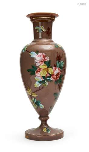 A FLORAL OPALINE VASE, 19TH CENTURY, FRANCE, PROBABLY BACCAR...