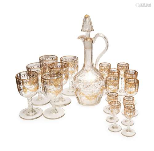 A LARGE SET OF DRINKING GLASS & DECANTER, 19TH CENTURY, ...