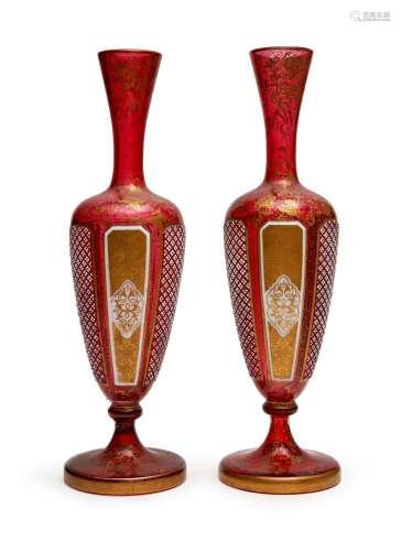 A PAIR OF BOHEMIAN VASES, 19TH CENTURY