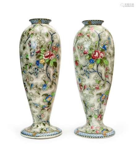 PAIR OF FLORAL VASES