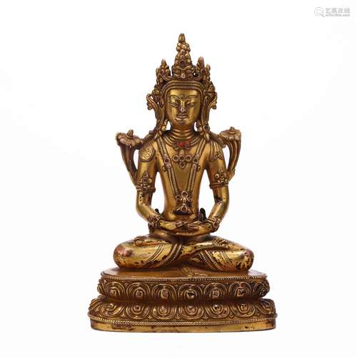 The gilt Bronze Buddha of Infinite Longevity from the Qing D...