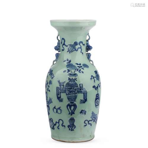 Late Qing Dynasty blue and white porcelain with white Bogu f...