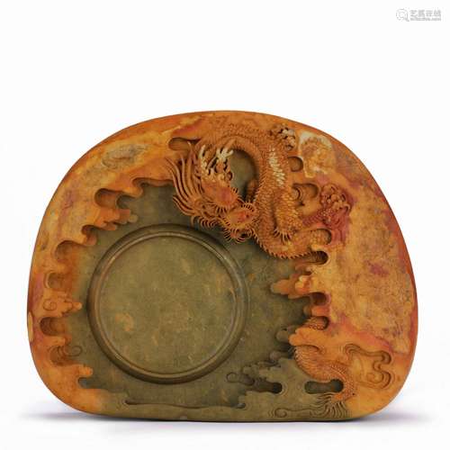 Xianglong Qiao color skillfully carved green end ink stone