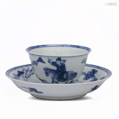 Blue and white porcelain figures in the Kangxi period of the...