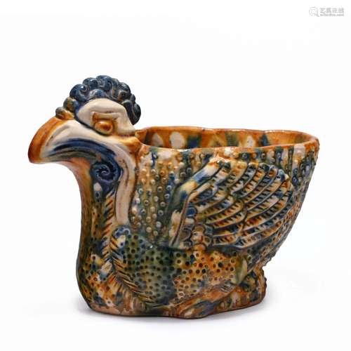 Tri-colored chicken head cup of Qing Dynasty