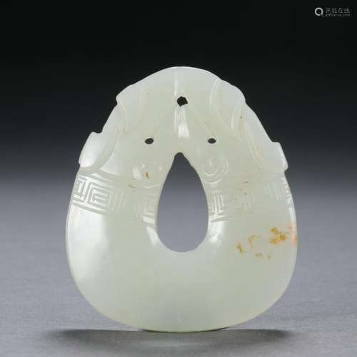 Hetian jade Double dragon Pei in Qing Dynasty