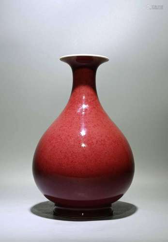 Sacrificial red glaze jade pot spring vase