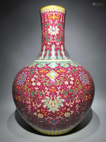 Enamel flower pattern celestial ball vase