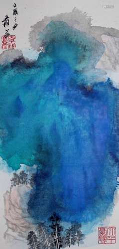 Zhang Daqiansplash ink landscapevertical axis