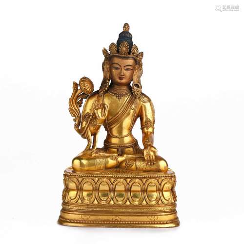 Qing Dynasty bronze gilt Guanyin statue