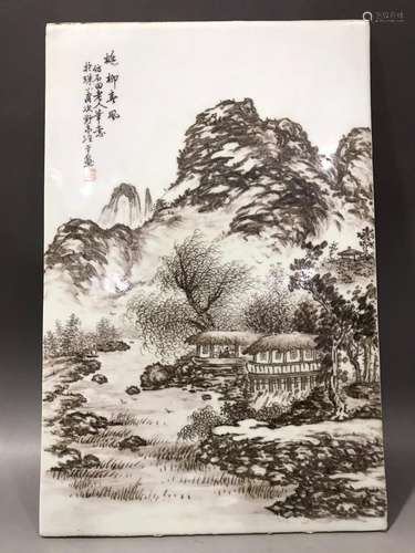 Wangyeting Ink and Color Landscape Porcelain Plate