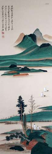 Vertical scroll of Zhang Daqian's landscape painting