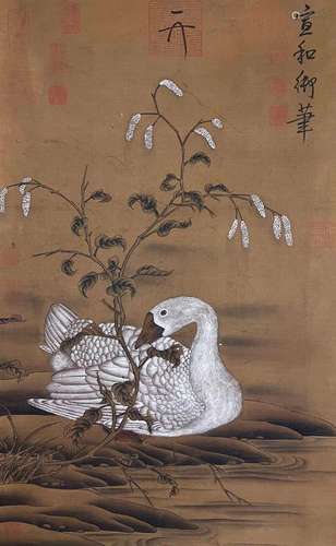 Song Huizongbig goose illustrationvertical axis