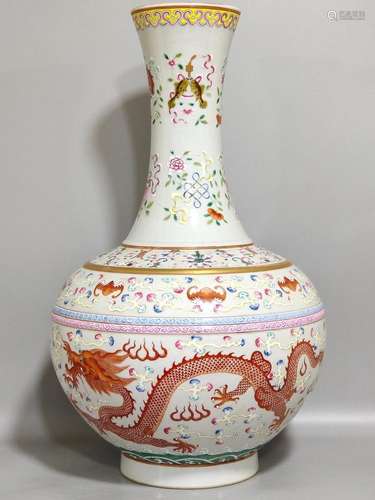 Pastel dragon pattern presents auspicious vase